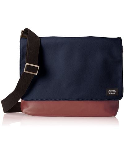 Jack Spade Dipped Industrial Canvas Square Messenger Messenger Bag Navy/maroon One Size - Blue