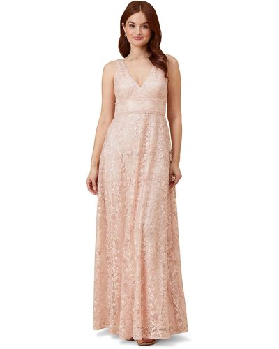 Adrianna Papell Sequin Guipure Gown - Pink