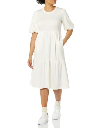 Amazon Essentials Organic Cotton Fit & Flare Dress - White