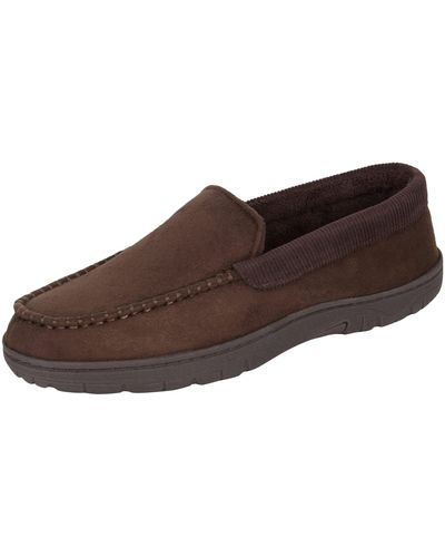 Hanes S Moccasin Slipper House Shoe With Indoor Outdoor Memory Foam Sole Fresh Iq Odor Protection,brown/brown,xx-large