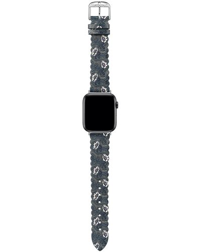 Ted Baker Blue Pattern Scalloped Leather Strap For Apple Watch® - Black