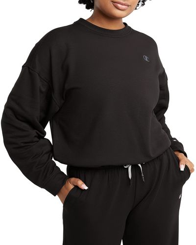 Champion , , Pullover Sweatshirt With Drawstring, Crew For , Black C Logo, X-large