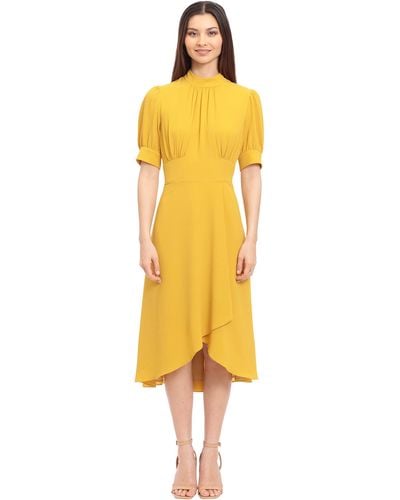 Maggy London Mock Neck High Low Dress - Yellow