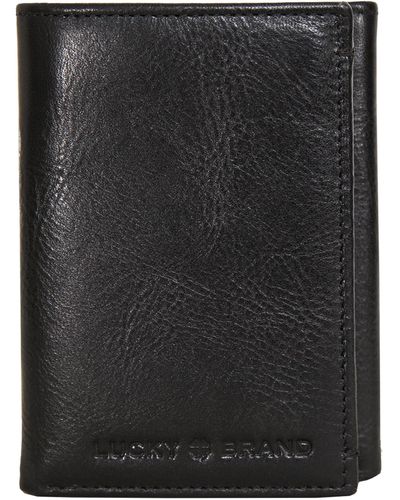 Lucky Brand Smooth Leather Trifold Wallet-with Rfid Blocking Lining - Black