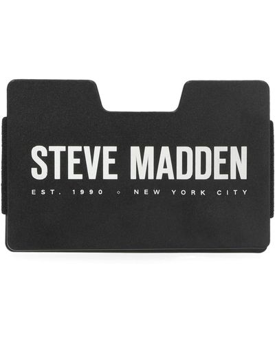 Steve Madden Minimalist Wallet Credit Card Holder Removable Money Clip - Black
