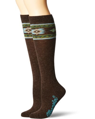 Wrangler Ladies Angora Aztec Boot Socks 2 Pair Pack - Brown