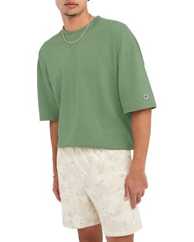 Champion , Relaxed Fit , Midweight T-shirt, 100% Cotton, All About Olive With Taglet, Small - Green