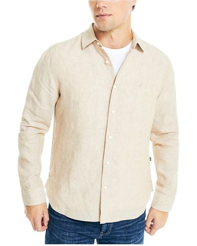 Nautica Sustainably Crafted Classic Fit Linen Shirt - Natural