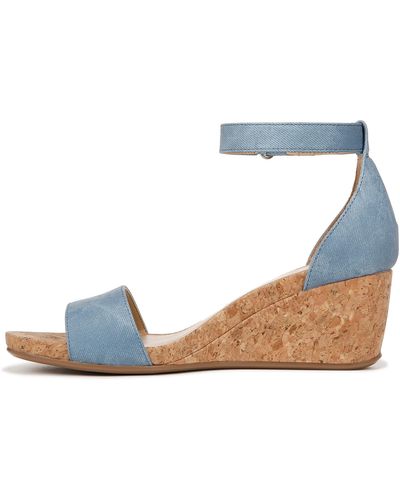 Naturalizer S Areda Wedge Sandal Mid Blue Denim Faux Leather 8 W