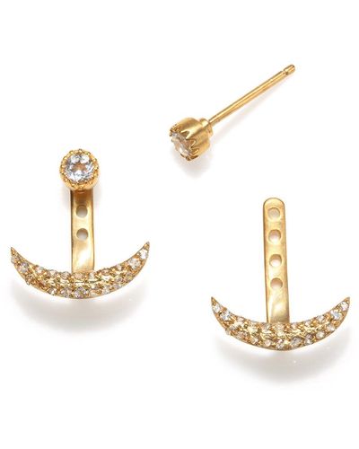 Satya Jewelry White Topaz Gold Moon Jacket Earrings