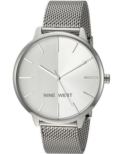 Nine West Sunray Dial Mesh Bracelet Watch - Gray