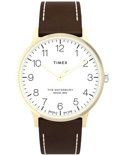 Timex Analog Quarz Uhr mit Leder Armband TW2W84400VQ - Weiß