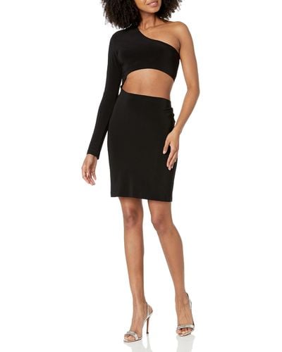Norma Kamali One Sleeve Shane Mini Dress - Black