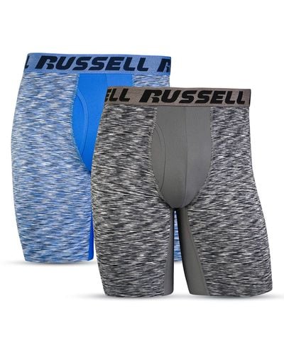 Russell Long Leg Boxer Briefs - Blue