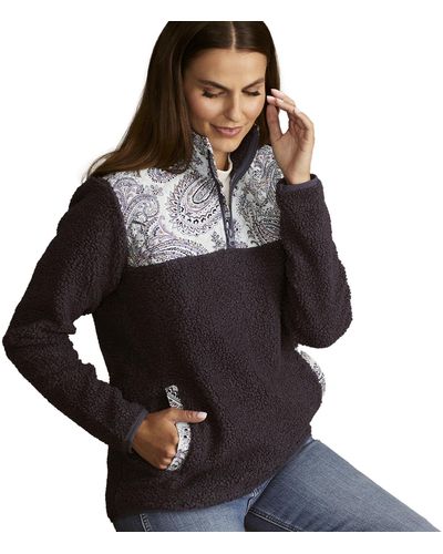 Vera Bradley Fleece Pullover Sweatshirt With Pockets - Blue