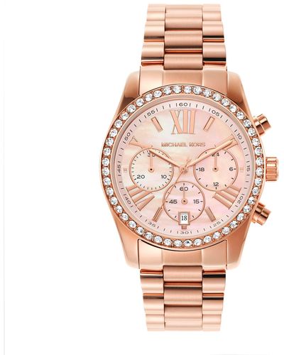 Michael Kors Lexington Quartz Watch With Stainless Steel Strap - Pink