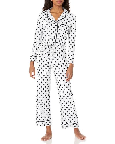 Cosabella Bella Printed Long Sleeve Top & Pant Pajama Set - White