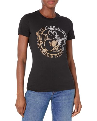 True Religion Crystal Buddha Stamp Slm Crw T - Black