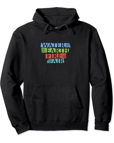 Amazon Essentials Avatar: The Last Airbender Colorful Element Stack Pullover Hoodie - Black