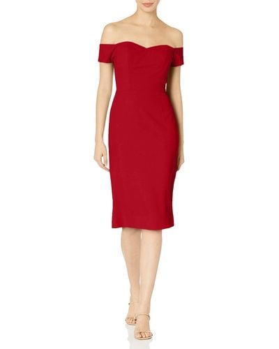 Dress the Population Bailey Off The Shoulder Sweetheart Bodycon Midi Sheath Dress Dress - Red