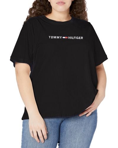 Tommy Hilfiger Plus Short Sleeve Crew Neck Logo T-shirt - Black