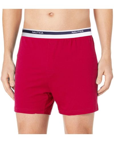 Nautica Classic Cotton Loose Knit Boxer - Red