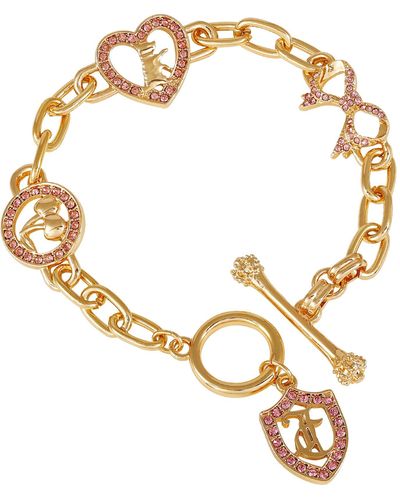 Juicy Couture Pink Glass Stone Toggle Bracelet - Metallic