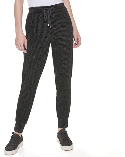 DKNY Drawstring Glitter Comfortable Sportswear Jogger - Black