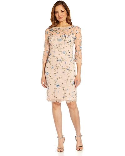 Adrianna Papell Embroidered Sheath Dress - White