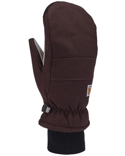 Carhartt Insulated Duck Synthetic Leather Knit Cuff Mitt - Brown