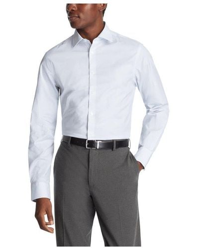 Calvin Klein Dress Shirt Slim Fit Refined Cotton Stretch - Gray
