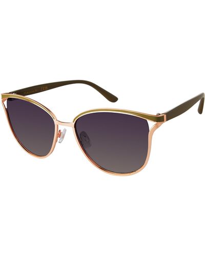 Tahari Th895 Vintage Vented Metal 100% Uv400 Protective Cat Eye Sunglasses. Elegant Gifts For Her - Black