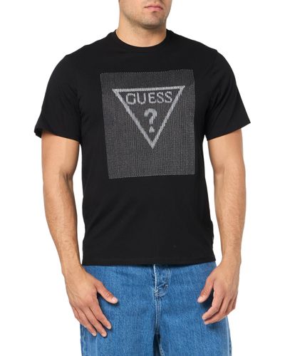 Guess Short Sleeve Eco Stitch Triangle Tee - Black