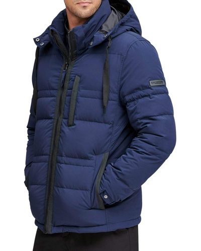 Andrew Marc Ultra-down Jacket With Removable Hood,black,xx-large - Blue