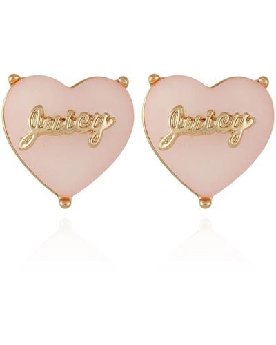 Juicy Couture Goldtone Dainty Heart Stud Earrings - Pink