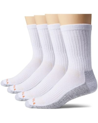 Merrell Adult's Durable Everyday Work Crew Socks-3 & 6 Pair Packs- Arch Support And Anti-odor Cotton - White