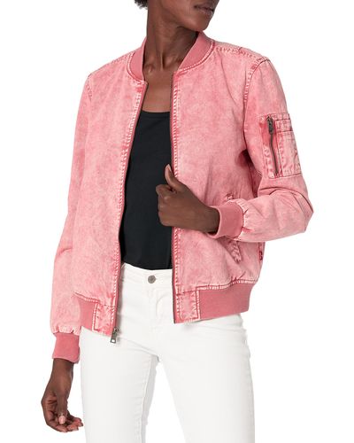 Levi's Acid Washed Cotton Bomber Jacket - Pink
