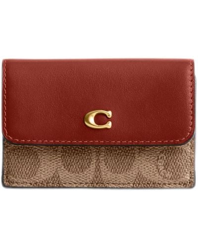 COACH Coated Canvas Signature Essential Mini Trifold Wallet - Red