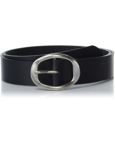 Lucky Brand Leather Belt With Sculpted Center Bar Buckle - Black