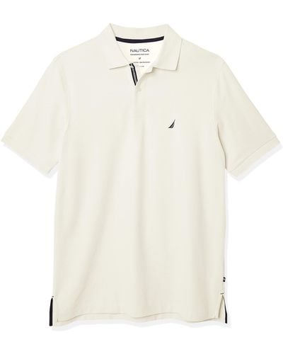 Nautica Classic Fit Short Sleeve Solid Performance Deck Polo Shirt - Natural