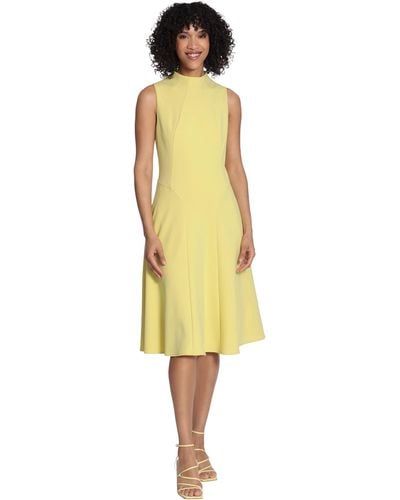 Maggy London Mock Neck Sleeveless Fit And Flare - Yellow