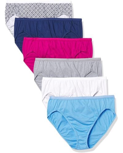 Hanes Ultimate Womens 6-pack Breathable Cotton Hi-cut Panty Briefs - Blue