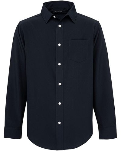 Nautica School Uniform Long Sleeve Performance Oxford Shirt Hemd mit Button-Down-Kragen - Blau