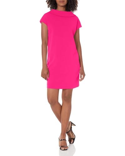 Trina Turk Wedge Dress With Folded Neckline - Pink