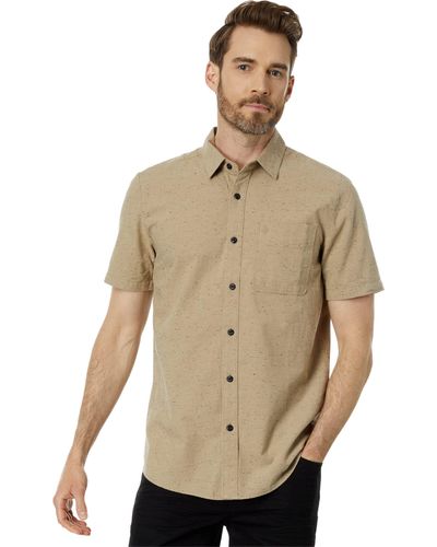 Volcom Regular Date Knight Short Sleeve Classic Fit Button Down Shirt - Natural