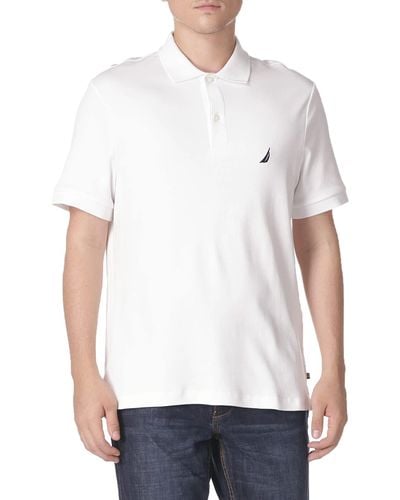 Nautica Classic Fit Short Sleeve Solid Soft Cotton Polo Shirt, Bright White, 2xlt