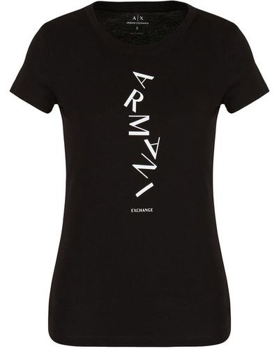 Emporio Armani A | X Armani Exchange Armani Exchange Falling Logo Cotton T-shirt - Black