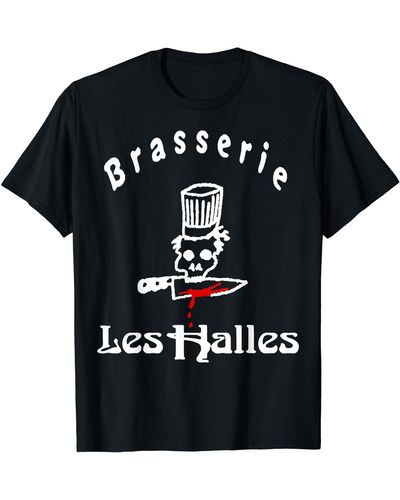Perry Ellis Vintage Looking Les Halles For T-shirt - Black