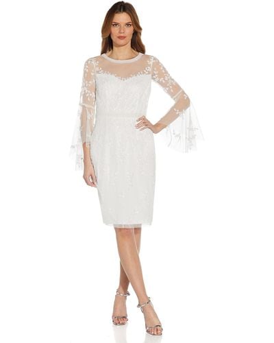 Adrianna Papell Beaded Sheath Dress - White