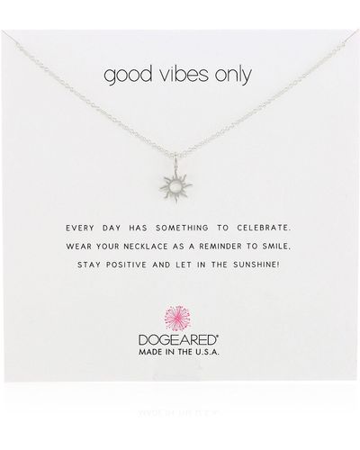 Dogeared Reminders- "good Vibes Only" Sterling Silver Sun Charm Necklace - Metallic